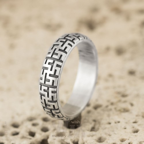 Обручальное кольцо "Цветок папоротника" серебро